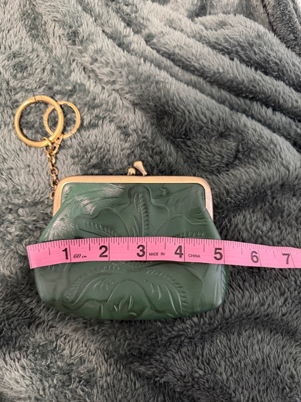 NWOT Patricia Nash Leather Floral Embossed Coin Purse - Dark Green - Picture 7 of 8